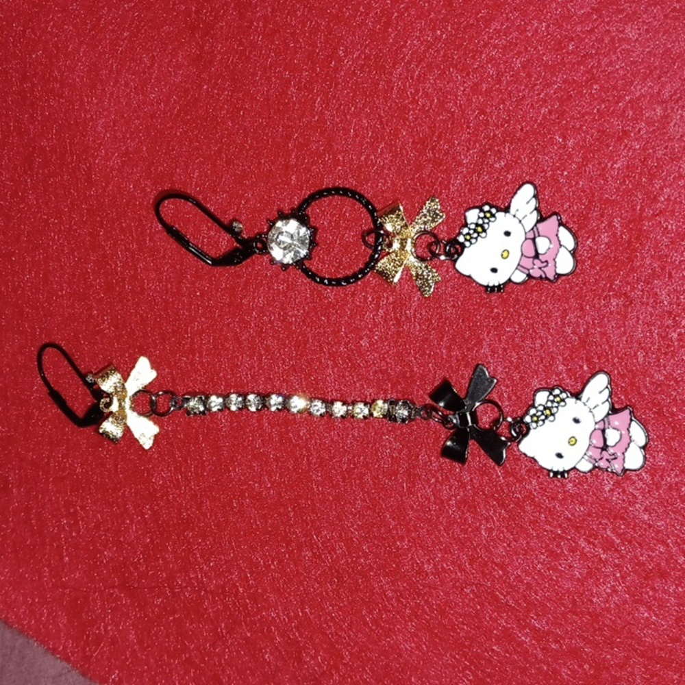 Hand Crafted Hello Kitty Angel Earrings 😇